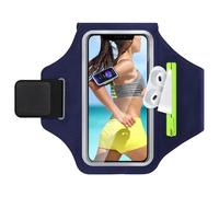 GlasFlength Brazalete Deportivo Universal para teléfono móvil, Funda para Correr con Auriculares Soporte para teléfono móvil Brazalete para iPhone 15/14/13/12 Samsung Galaxy S24/S23(Azul Marino)