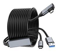 GlasFlength Cable Link 5M para Auriculares VR, Cable de Enlace con Transferencia de Datos de 5 Gbps Link Ca ble USB 3.0 a USB C Compatible con Meta Quest 3S/Quest 3/Oculus Quest2/Steam VR (Negro)
