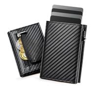 GlasFlength Carteras para Hombre con RFID, Carbón Delgado Carteiras Homens para 8-10 Tarjetas Tarjetero Hombre Magnético Wallet Tarjetero Hombre con Monedero Billetera para Billetes Monedas