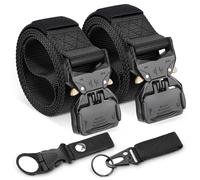 GlasFlength Cinturon Tactico para Hombre, 2 Piezas Ajustable Nylon Cinturón Táctico 125cm Cinturones Hombre Hebilla de Metal Liberación Rápido Cinto Homem con Bolsa Táctica y 2 Gancho (Negro,Verde)