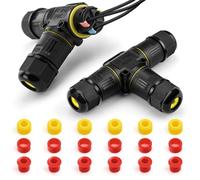 GlasFlength Conector de cable resistente al agua de 3 pines, 2 unidades, caja de derivación impermeable IP68, conector de cable subterráneo, manguito de conexión para cable subterráneo, caja de