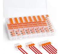 GlasFlength Conector Eléctrico de 75 Piezas, Conector Eléctrico de 2,3 y 5 Entradas Terminal de Conexión Rápida de Alambre Conectores Eléctricos para Cables Sólidos Trenzados y Flexibles (Naranja)