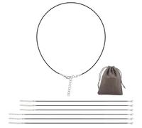 GlasFlength - Cordón de collar de 6 piezas, 1,5 mm, encerado, cordón de collar con cierre de cuerda de piel, 45 cm con cadena de extensión y 60 cm para colgante de joyas, unisex, cuerda de cera para