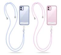 GlasFlength Cordon para Movil Universal, Correa Movil con 2 Parches Desmontable Colgante para Movil Ajustable Cuerda Movil Compatible con Todos los Teléfonos Inteligentes (Rosa Violeta + Azul Claro)