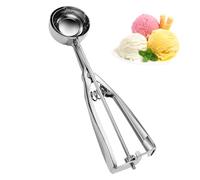 GlasFlength Cuchara de helado de acero inoxidable 304, cuchara de helado de acero inoxidable pulido, 5 cm, pala para galletas, helado con disparador para bolas de helado, hornear, bola de melón