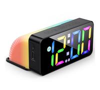 GlasFlength Despertador Digital, Colorido Luz Nocturna RGB Reloj Despertador Digital Snooze Alarm Clock con Doble Alarma Volumen Ajustable Brillo Ajustable Reloj Digital para Infantil (Negro)