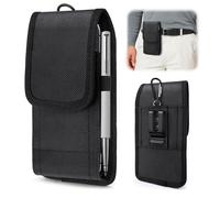 GlasFlength - Funda de cinturón para teléfono, Funda para Smartphone con Clip de cinturón y mosquetón, para Hombre, Compatible con 5,7 a 6,3 Pulgadas, teléfono para Viaje, Color Negro