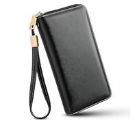 GlasFlength Monedero Mujer con RFID, Carteras de Mujer con Cremallera Tarjetero con 13 Ranuras para Tarjetas Largo Billetera Cartera Hombres Grande Múltiples Compartimentos