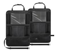 GlasFlength Organizador Asiento Coche, Protector Asiento Coche Respaldo con 10 Bolsillos Impermeable Organizador Coche Asiento para iPad Tablet 12'' Botella Bebida Juguetes Libros (2PCS, Negro)