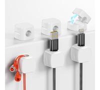 GlasFlength Organizador Cables Magnético 6 Piezas, Clips de Cables Ajustable Clip Autoadhesivos Sujeta Cables Adhesivo para Cables de HDMI USB Soporte Magnética para Escritorio Hogar Oficina (Blanco)