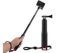 GlasFlength - Palo de selfie para GoPro Hero 12 11 10 9 8 negro, palo telescópico selfie stick para Insta360/X3/One DJI Mini 3 Pro y otras cámaras de acción (aleación de aluminio)