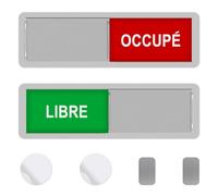 GlasFlength - Paneles de puerta libres/ocupado con 2 adhesivos redondos, 17,7 x 5,2 cm, letrero deslizante magnético libre/ocupado, signo decorativo para reunión, baño, escuela, oficina, WC (plata)