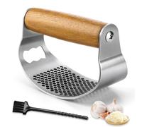 GlasFlength Prensa Ajos Acero Inoxidable, Prensador de Ajos Picador de Ajos Manual Machacador Triturador Cortador Pelador de Ajo con Cepillo Pequeño Garlic Crusher Fácil de Limpiar