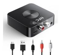 GlasFlength Receptor Bluetooth, RECE ptor Blue Tooth Jack 3.5mm y RCA Re Ceptor Blueto oth HiFi 5.0 Adaptador Bl uetooth Audio para PC Mac Teléfono Inteligente Tableta Estéreo Casa (Negro)