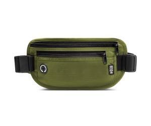 GlasFlength Riñonera Viaje con Bloqueo RFID, Riñonera de Seguridad Antirrobo con 2 Bolsillos y Hebilla Ajustable Impermeable Cinturones de Dinero Ocultos para Hombre y Mujer (Oliva)