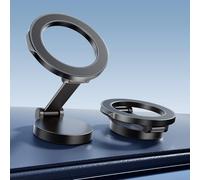 GlasFlength Soporte Movil Coche para MagSafe, Soporte Magnetico Movil Coche Iman Plegable 360° Rotación Portátil Iman Coche Movil para iPhone 15 14 13 12 y Funda MagSafe Otro Smartphone