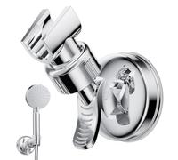 GlasFlength Soporte para cabezal de ducha con ventosa, soporte para ducha sin taladrar, soporte de cabezal de ducha ajustable, extraíble 360°, soporte de ducha de mano y soporte de pared con ventosa