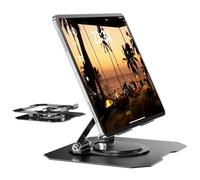 GlasFlength Soporte Tablet con Base Giratoria de 360°, Soporte para Tablet Mesa Ajustable y Plegable Soport e de Table t con Disipación de Calor Compatible con 4-12,9'' iPad Air iPhone (Negro)