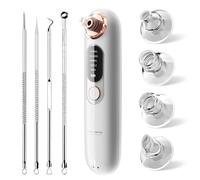 GlasFlength Succionador de Puntos Negros, Succionador de Poros con 4 Cabezales & 5 Modos 65KPa Vacío Succionador De Poros Limpieza Facial Para Limpieza Facial Para Quitar Puntos Negros Acne (Blanco)