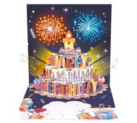GlasFlength - Tarjeta de cumpleaños 3D, tarjeta de felicitación de cumpleaños con música y luces LED, tarjeta de felicitación de fuegos artificiales 3D, tarjeta Pop Up cum pleaños para niños y mujeres