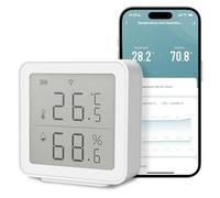 GlasFlength Termómetro Higrómetro Conectado WiFi, Pequeño LCD Sensor Humedad Temperatura Bluetooth Almacenamiento Datos Control por APP Lectura Remoto Termohigrómetro para Casa Dormitorio