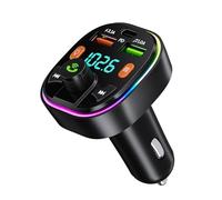 GlasFlength Transmisor Bluetooth FM para Coche, Adaptador Bluetooth Coche Radio QC 3.0+Tipo C 20W PD Carga Rápida Llamadas Manos Libres Inalámbrico Reproductor MP3 Estéreo Música