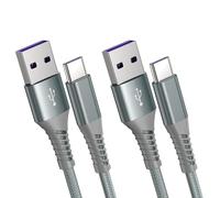 GlasFlength USB Tipo C 2m, Pack 2 de Cable de Carga Rápida 3A Nylon Trenzado para Samsung Galaxy S22 S21 S20 Huawei Xiaomi Google