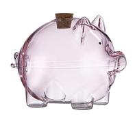 Glasgeldglas - Banco de monedas de cristal | Pequeño banco de habas de oro | Caja transparente para dinero | Forma de cerdo Vaso de Salvavidas Decorativo | Contenedor de monedas conmemorativas para