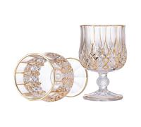 GLASKEY Cristal Juego de 2 Brandy y Coñac Snifter Copas,24K Oro Decorado a Mano,Tallo Corto Copas de Brandy de Cristal para Bourbon,Escocés,Tequila,Armagnac,Ron,Ideas para regalos-21cl