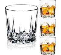 GLASKEY Vasos de Whisky, Juego de 4 Vasos Whisky Cristal Lujo sin Plomo de 300ml, Vaso de Whisky para Cocktail Ron Vodka Escocés Ginebra Coñac Agua Apto para Lavavajillas