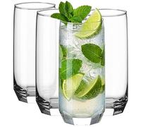 Glasmark KROSNO 1992 Juego de 4 Vasos Altos 340ml para Cócteles y Zumos - Cristal Transparente con Fondo Biselado para tu Cocina y Hostelería - Robusto y Estable - Resistente al Lavavajillas