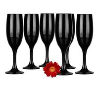 Glasmark KROSNO 1992 Juego De 6 Copas De Champán Prosecco En Vidrio Flautas de Champán Altas 150 ml Resistentes Nero