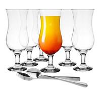 Glasmark KROSNO 1992 Juego De 6 Vasos Para Cócteles 420 ml En Vidrio Transparente Con Cucharillas Para Agua Succo Cerveza Long Drink