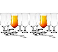 Glasmark KROSNO 1992 Juego De 6 Vasos Para Cócteles 420 ml En Vidrio Transparente Con Cucharillas Para Agua Succo Cerveza Long Drink (Paquete de 2)