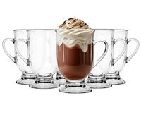 Glasmark KROSNO 1992 Juego de vasos de café con asa 6 unidades, 380 ml, té con leche, de crista aptos para lavavajillas