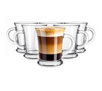Glasmark KROSNO 1992 Set de 6 Tazas de Café con Asa de 350 ml - Vasos de Vidrio para Té Café Latte Capuchino - Aptos para Lavavajillas - Casa y Restaurante - Leo