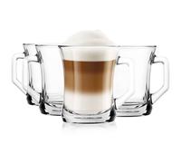 Glasmark KROSNO 1992 Vaso de café con asa, taza de cristal para té, 200 ml, resistente, apto para lavavajillas, transparente brillante