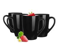 Glasmark KROSNO 1992 Vaso de café con asa, taza de cristal para té, 300 ml, resistente, apto para lavavajillas, lacado en negro brillante