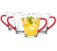 Glasmark KROSNO, 220 ml, juego de 4, juego de vasos, vasos de vidrio con asa, oreja de color, vaso, taza, taza de vidrio con auricular, apto para lavavajillas