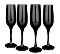Glasmark Krosno Juego de 4 copas de vino espumoso de 0,2 litros, copa de champán y prosecco, copas de champán, copas de champán, copas de vino espumoso, copas de vino, negro, 4 x 200 ml