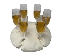 Glass Anchor - El bonito soporte para copas de vino para barcos, picnics y camping. Cuero Blanco. Capacidad para 6 vasos. No necesita fijaciones. ¡Detenga los derrames!