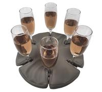 Glass Anchor: el lindo soporte para copas de vino para paseos en bote, picnics y campamentos. Cuero gris. Espacio para 6 vasos. No se necesitan fijaciones. ¡Detén los derrames!