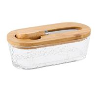 Glass Butter Storage Tray Airtight Cheese Containers, 300ml Vintage Square Food Container Kitchen Office Dorm Picnic Travel Refrigerator Countertop Organizer | Perfect for Home, /6.69x3.23x2.36 inches