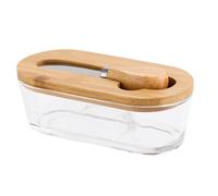 Glass Butter Storage Tray Airtight Cheese Containers, 300ml Vintage Square Food Container Kitchen Office Dorm Picnic Travel Refrigerator Countertop Organizer | Perfect for Home, /6.69x3.23x2.36 inches