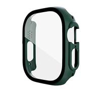 Glass+case For series Ultra 49mm smartwatch PC Screen Protector Bumper Tempered Accessories iwatch Ultra cover (Color : White leopard, Size : 49mm series Ultra)