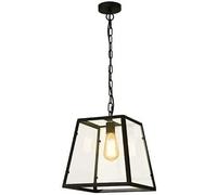 Glass Chandelier Ceiling Lighting Retro Industrial Wind Hanging Lamp American V-intage Farmhouse Square Frame Lampshade,Pendant Ceiling Light