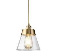 Glass Chandelier Metal Antique Brushed Brass Pendant Light with Clear Glass Shade Ceiling Light Fixture Adjustable Hanging Light,Pendant Ceiling Light