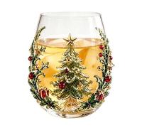 Glass Christmas Coffee Mugs - 3D Non Slip Grip Tea Cup, Holiday Mug
