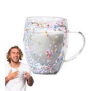 Glass Coffee Cup - 350ml Double Walled Espresso Mug, Aesthetic Thermal Borosilicate Drinkware with Heat Resistant Grip, Large Capacity Clear Sipping Vessel, Ideal for Workplace Morning Routine