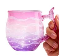 Glass Coffee Cups - Mermaid Tail Handle Sea Wave | Coffee Glass Cups Tea Mug,for Hot Cold Beverage Milk Water Juice Home Decor Office Dorm Restaurant Bar Adults Kids Birthday